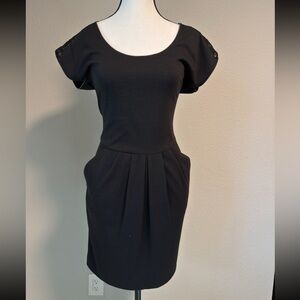 Collective Concepts Black Cap Sleeve Dress with Lace - Size M